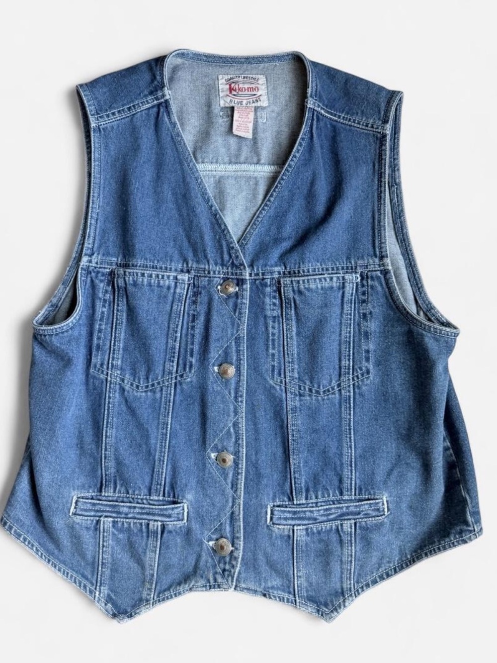 Classic vintage Kikomo Blue Jeans denim vest in size Medium